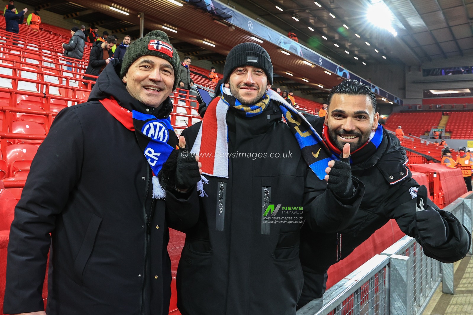 Inter Milan fans arrive at Anfield