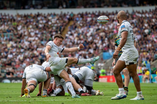 Stephen Varney of Exeter Chiefs box kicks the ball from his own line during the Gallagher PREM Final match Northampton Saints vs Exeter Chiefs at Allianz Stadium, Twickenham, United Kingdom on 20 June 2026.

(Photo by Alex Williamson/News Images)
