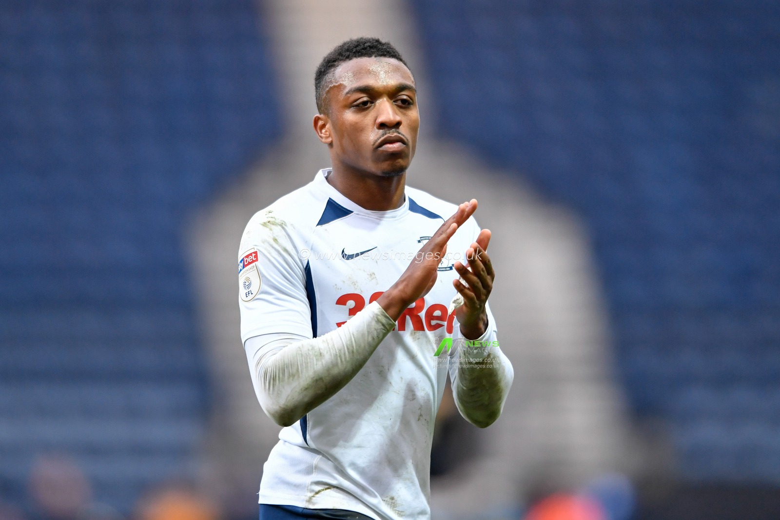 7th March 2020, Deepdale, Preston, England; Sky Bet Championship, Preston North End v Queens Park Rangers : Darnell Fisher (2) of Preston North End applauds the home supporters at the end of the game