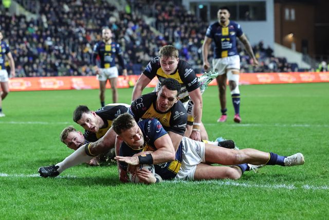 Chris Hankinson of Leeds Rhinos goes over for a try during the Betfred Super League Round 2 match Leeds Rhinos vs York Knights at AMT Headingley Stadium, Leeds, United Kingdom on 20 February 2026

(Photo by Mark Cosgrove/News Images)