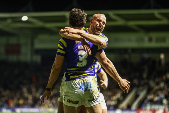 Toby King of Warrington Wolves celebrates his try during the Betfred Super League Round 1 match Warrington Wolves vs St Helens at The Halliwell Jones Stadium, Warrington, United Kingdom on 13 February 2026

(Photo by Alfie Cosgrove/News Images)