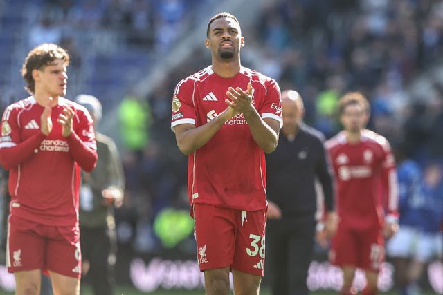 Ryan Gravenberch of Liverpool applauds the fans after the game during the Premier League match Everton vs Liverpool at Hill Dickinson Stadium, Liverpool, United Kingdom on 19 April 2026

(Photo by Alfie Cosgrove/News Images)