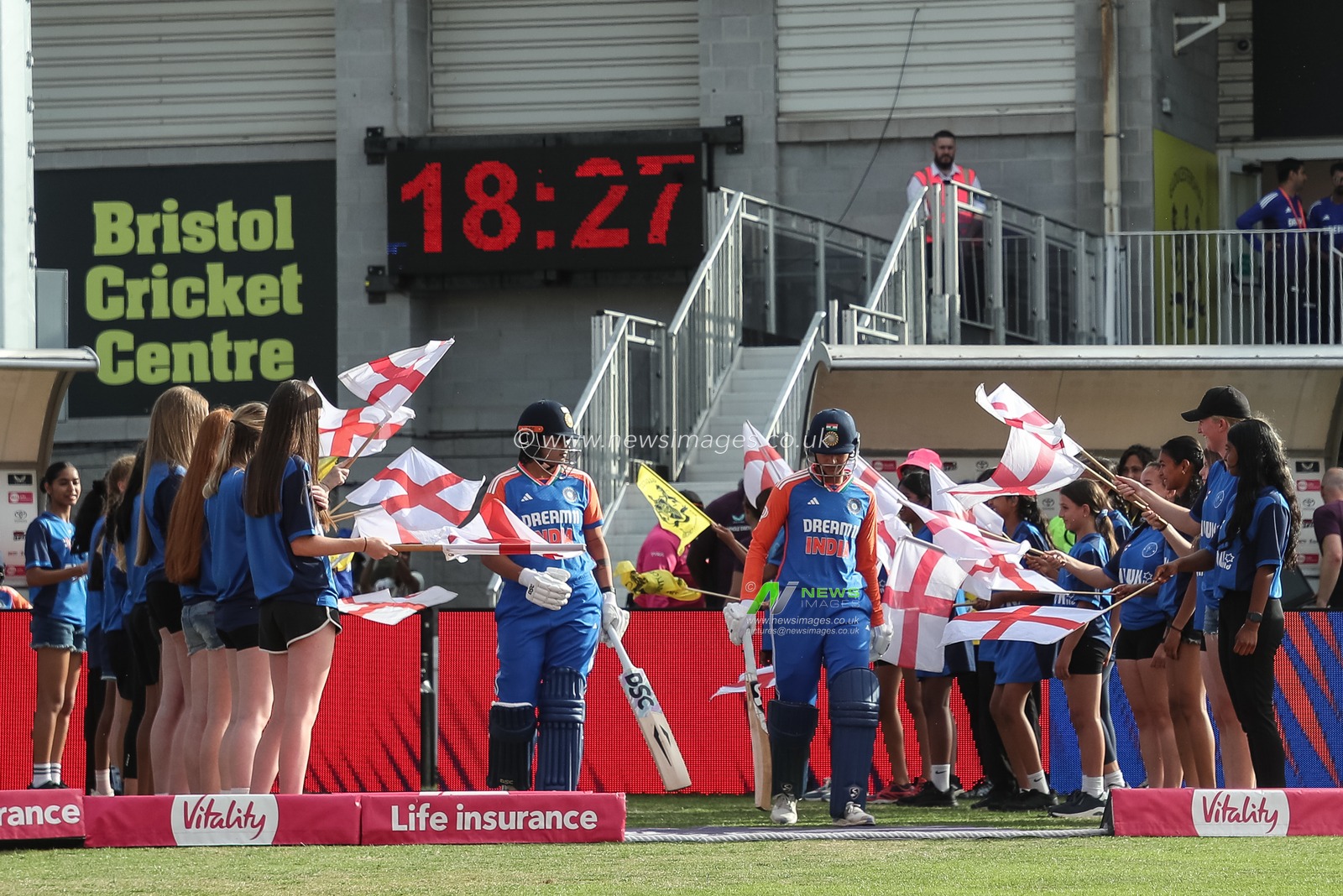 Shafali Verma of India and Smriti Mandhana of India walks out during the 2nd Vitality IT20 England Women vs India Women at Seat Unique Stadium, Bristol, United Kingdom, 1st July 2025

(Photo by Izzy Poles/News Images)