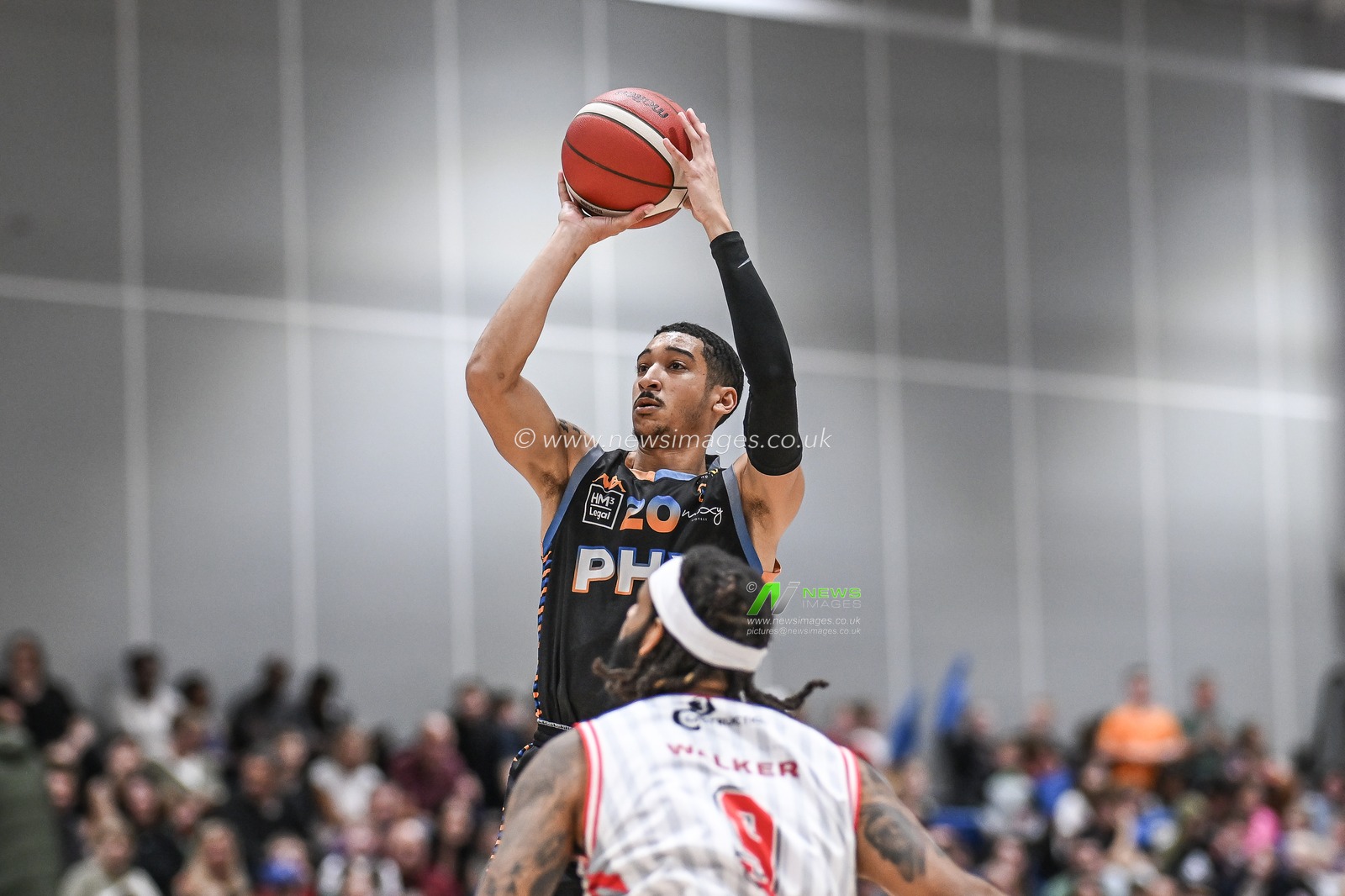 EJ Stephens of Cheshire Phoenix shoots a two pointer during the British Basketball Championship match Cheshire Phoenix vs Leicester Riders at Ellesmere Port Sports Village, Ellesmere Port, United Kingdom, 12th November 2023

(Photo by Craig Thomas/News Images)