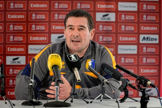 Mansfield Town manager Nigel Clough during the pre-match press conference for the FA Cup Fifth round match Mansfield v Arsenal to be played at One Call Stadium, Mansfield, United Kingdom on 07 March 2026

(Photo by Maynard Manyowa/News Images)