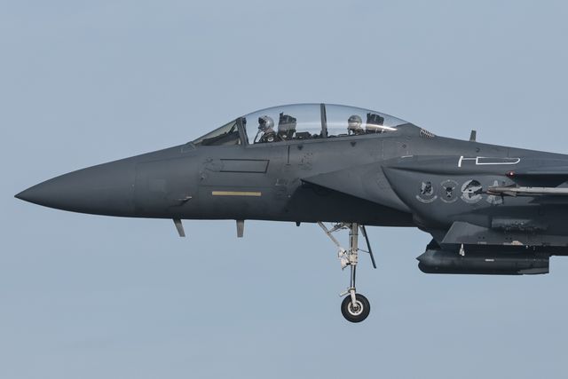 United States Air Force F-15 Strike Eagles land at RAF Lakenheath on training exercises at RAF Lakenheath, United Kingdom, 11th September 2025

(Photo by Mark Cosgrove/News Images)