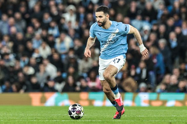 Rayan Ait-Nouri of Manchester City breaks with the ball during the UEFA Champions League last 16 second leg match Manchester City vs Real Madrid at The City of Manchester Stadium, Manchester, United Kingdom on 17 March 2026

(Photo by Mark Cosgrove/News Images)