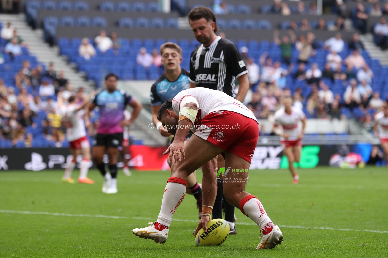 Rhyse Martin of Hull KR goes over for a try during the Betfred Super League Magic Weekend match Hull KR vs Hull FC at Hill Dickinson Stadium, Liverpool, United Kingdom on 04 July 2026

(Photo by Alfie Cosgrove/News Images)