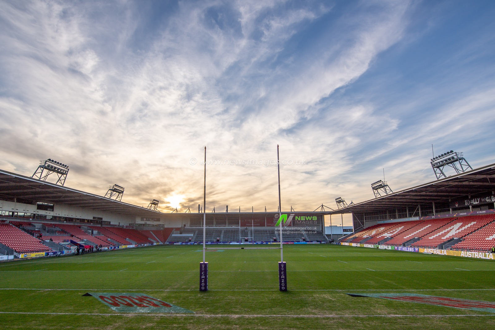 General view of Totally Wicked Stadium, venue for today's for the Rugby League World Cup 2021 match Tonga vs Papua New Guinea at Totally Wicked Stadium, St Helens, United Kingdom, 18th October 2022

(Photo by Craig Thomas/News Images)