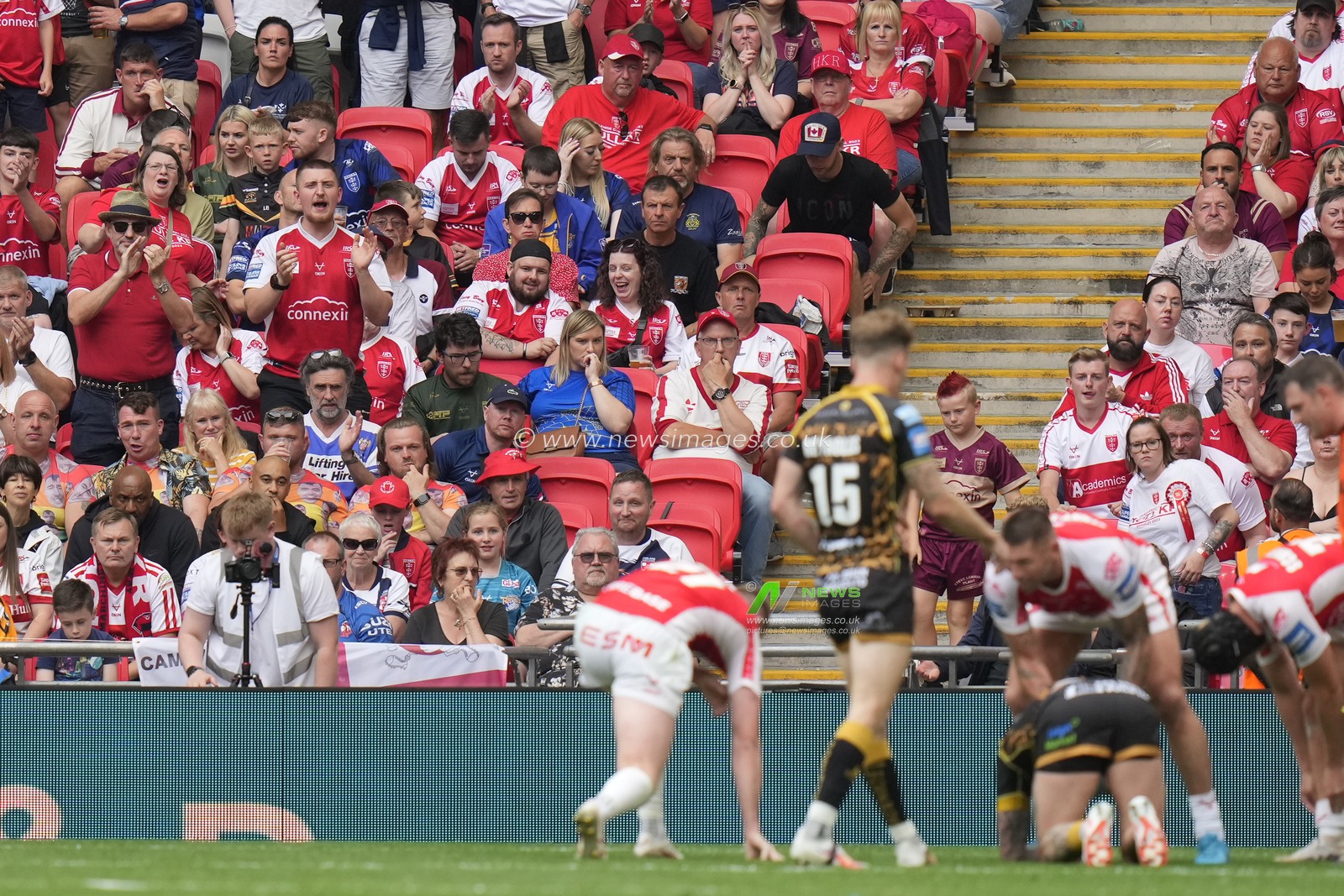 Hull KR fans cheer on their side during the Betfred Challenge Cup match Hull KR vs Leigh Leopards at Wembley Stadium, London, United Kingdom, 12th August 2023

(Photo by Steve Flynn/News Images)