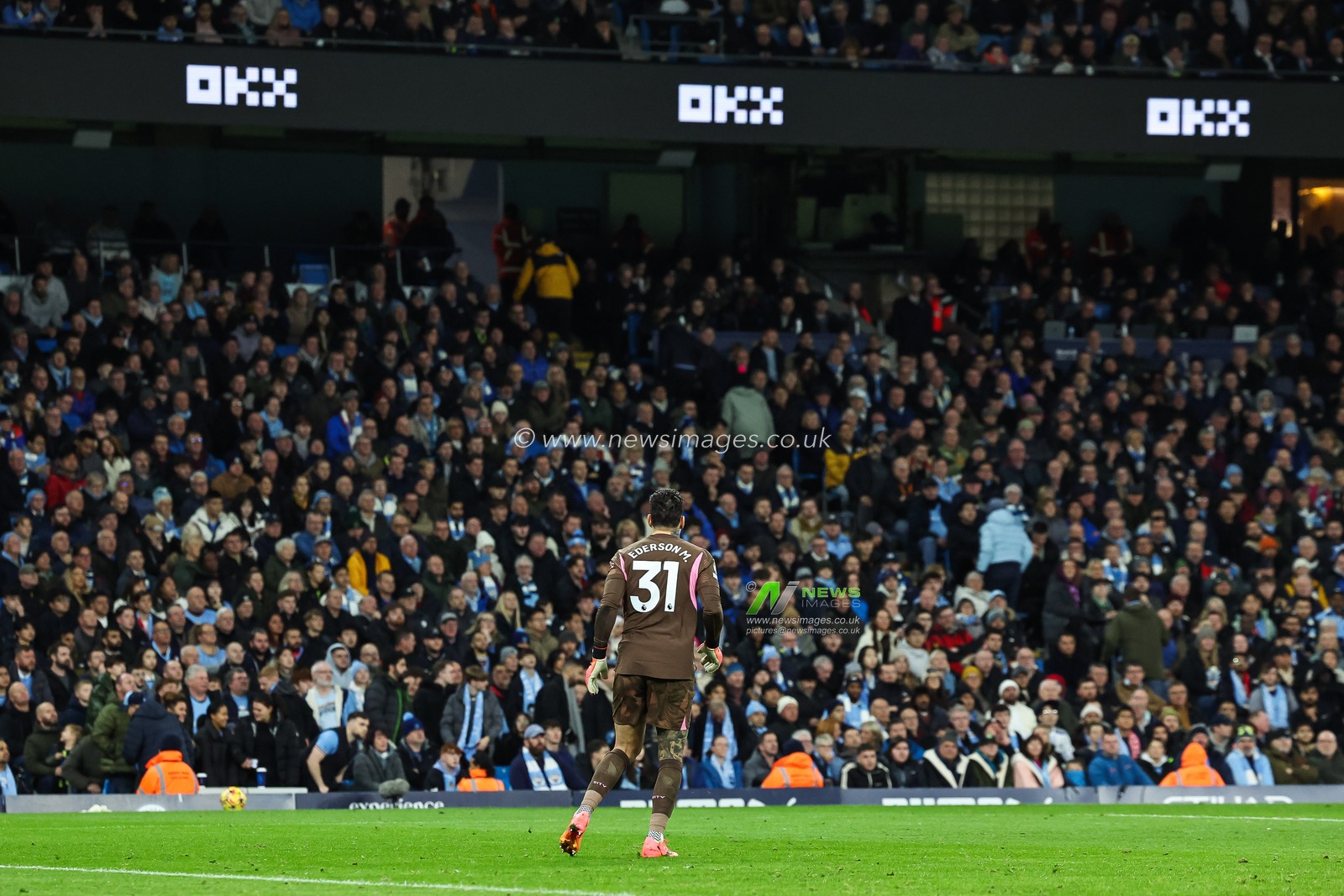 OKX branding on high level LED boards during the Premier League match Manchester City vs Manchester United at Etihad Stadium, Manchester, United Kingdom, 15th December 2024

(Photo by Mark Cosgrove/News Images)