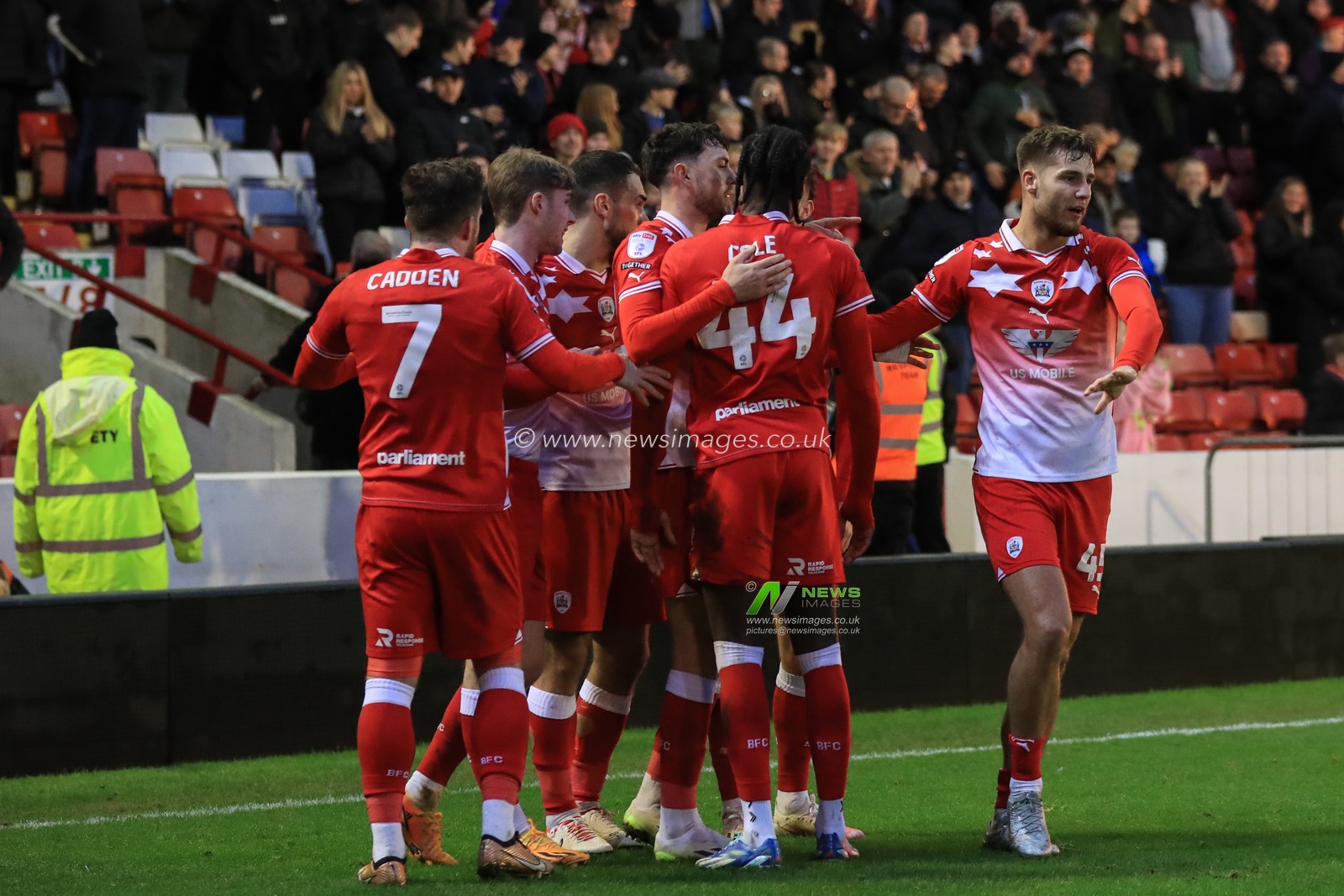 Devante Cole of Barnsley celebrates his goal to make it 1-0 during the Sky Bet League 1 match Barnsley vs Wigan Athletic at Oakwell, Barnsley, United Kingdom, 1st January 2024

(Photo by Alfie Cosgrove/News Images)