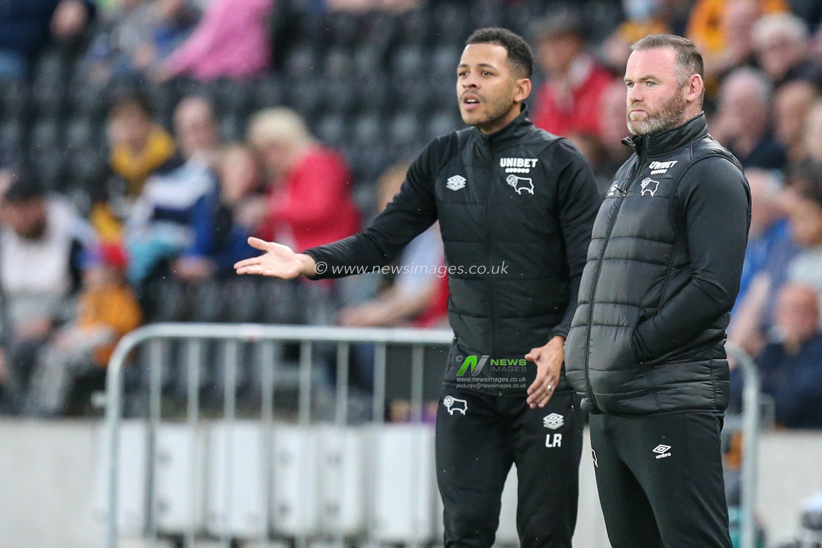 Wayne Rooney manager of Derby County during the game