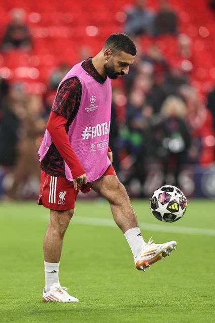 Mohamed Salah of Liverpool doing kick-ups in the pregame warmup session during the UEFA Champions League last 16 second leg match Liverpool vs Galatasaray at Anfield, Liverpool, United Kingdom on 18 March 2026

(Photo by Alfie Cosgrove/News Images)