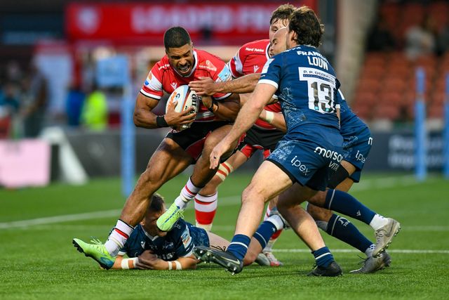  Ben Loader of Gloucester Rugby hits contact during the Gallagher Premiership match Gloucester vs Sale Sharks at Kingsholm Stadium, Gloucester, United Kingdom on 08 May 2026

(Photo by Alex Williamson/News Images)