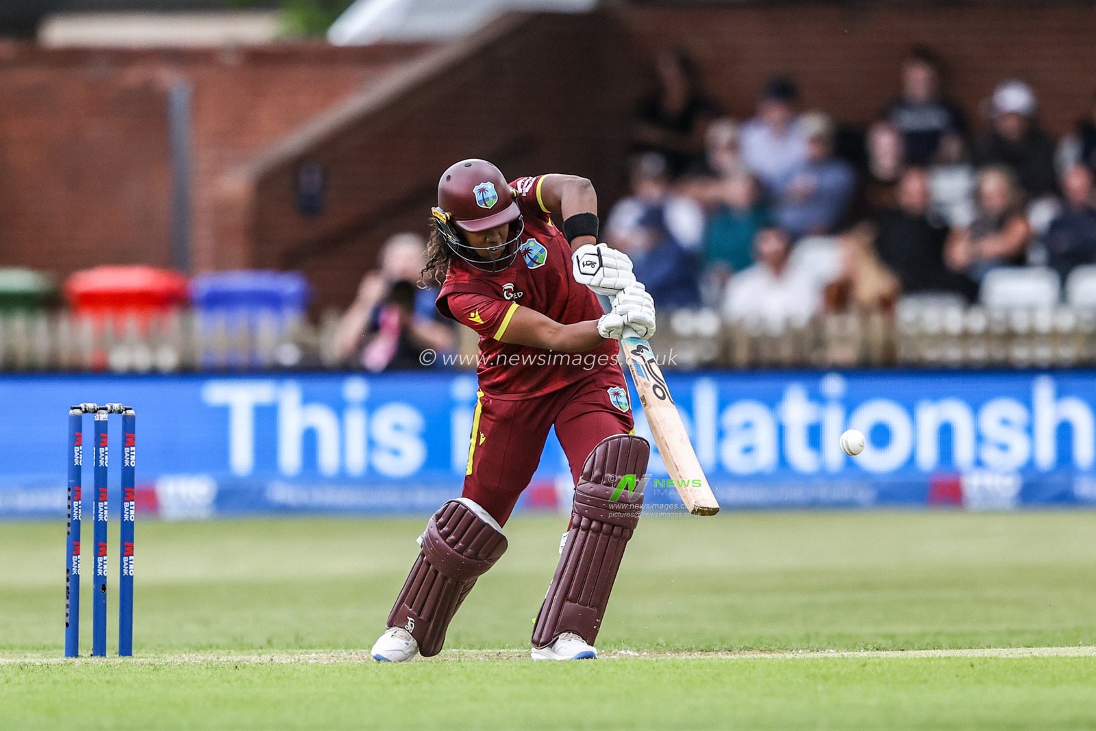Hayley Matthews plays a shot during the Metro Bank One Day International match England Women vs West Indies Women at Derbyshire County Cricket Club, Derby, United Kingdom, 30th May 2025

(Photo by Alfie Cosgrove/News Images)