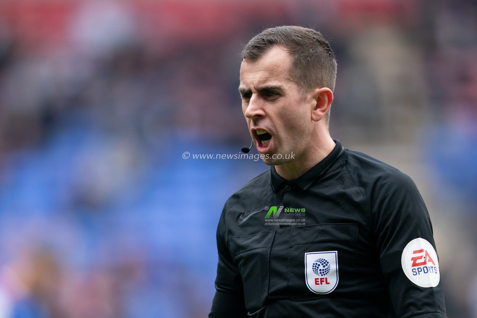 Referee Peter Bankes

6th April 2019 , University of Bolton Stadium, Bolton, England;  Sky bet Championship Football, Bolton Wanderers vs Ipswich Town 

Credit: Terry Donnelly/News Images