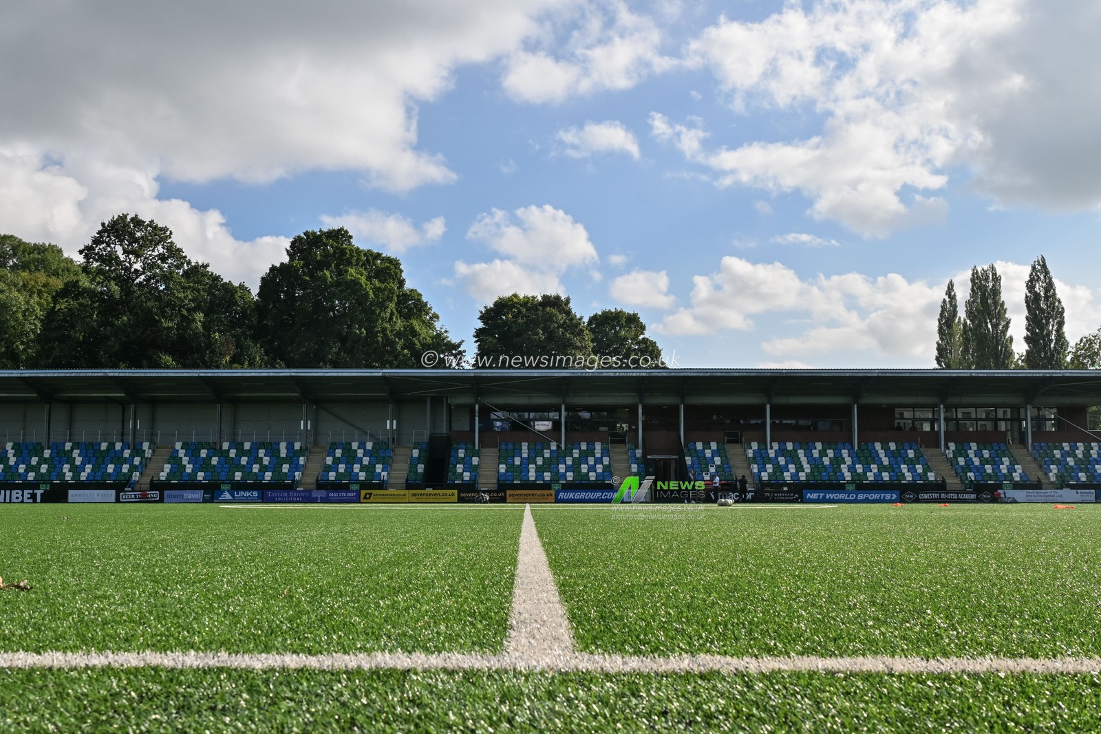 A general view of Park Hall Stadium ahead of the UEFA Conference League match The New Saints vs FK PanevÄ—Å¾ys at Park Hall Stadium, Oswestry, United Kingdom, 29th August 2024

(Photo by Cody Froggatt/News Images)
