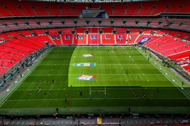 Teams warm up prior to the Betfred Women's Challenge Cup Final St Helens vs Wigan Warriors at Wembley Stadium, London, United Kingdom, 7th June 2025

(Photo by Izzy Poles/News Images)