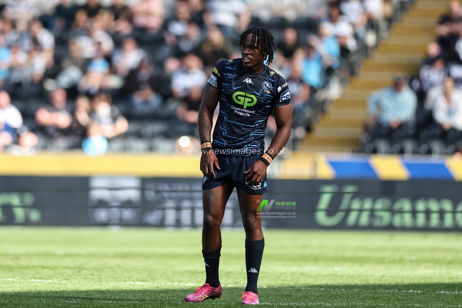 Junior Nsemba of Wigan Warriors during the Betfred Super League Round 9 match Hull FC vs Wigan Warriors at MKM Stadium, Hull, United Kingdom, 27th April 2025

(Photo by Mark Cosgrove/News Images)
