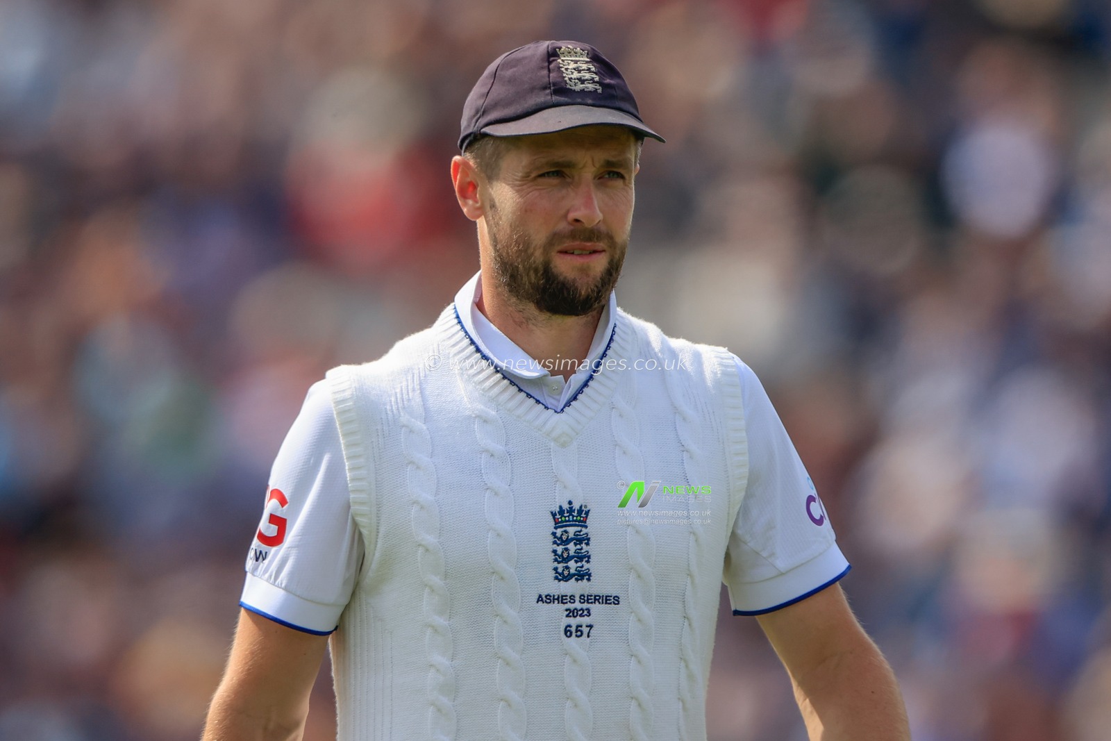 Chris Woakes of England during the LV= Insurance Ashes Fourth Test Series Day Three Test Series match England vs Australia at Old Trafford, Manchester, United Kingdom, 21st July 2023

(Photo by Conor Molloy/News Images)