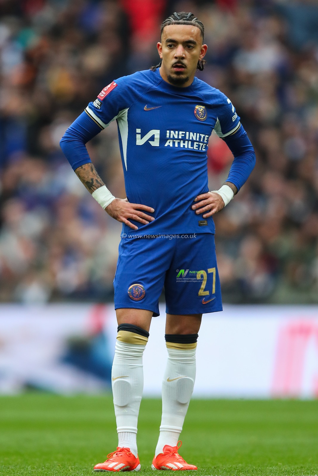 Malo Gusto of Chelsea during the Emirates FA Cup Semi-Final match Manchester City vs Chelsea at Wembley Stadium, London, United Kingdom, 20th April 2024

(Photo by Gareth Evans/News Images)