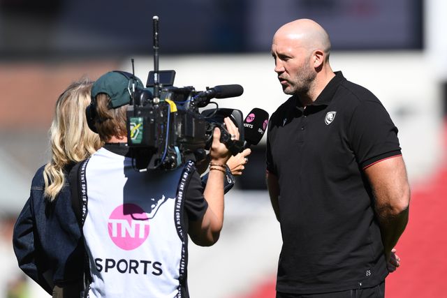 George Skivington is interviewed by TNT sports before the Prem Rugby Cup match Bristol Bears vs Gloucester at Ashton Gate, Bristol, United Kingdom on 05 September 2026

(Photo by Alex Williamson/News Images)