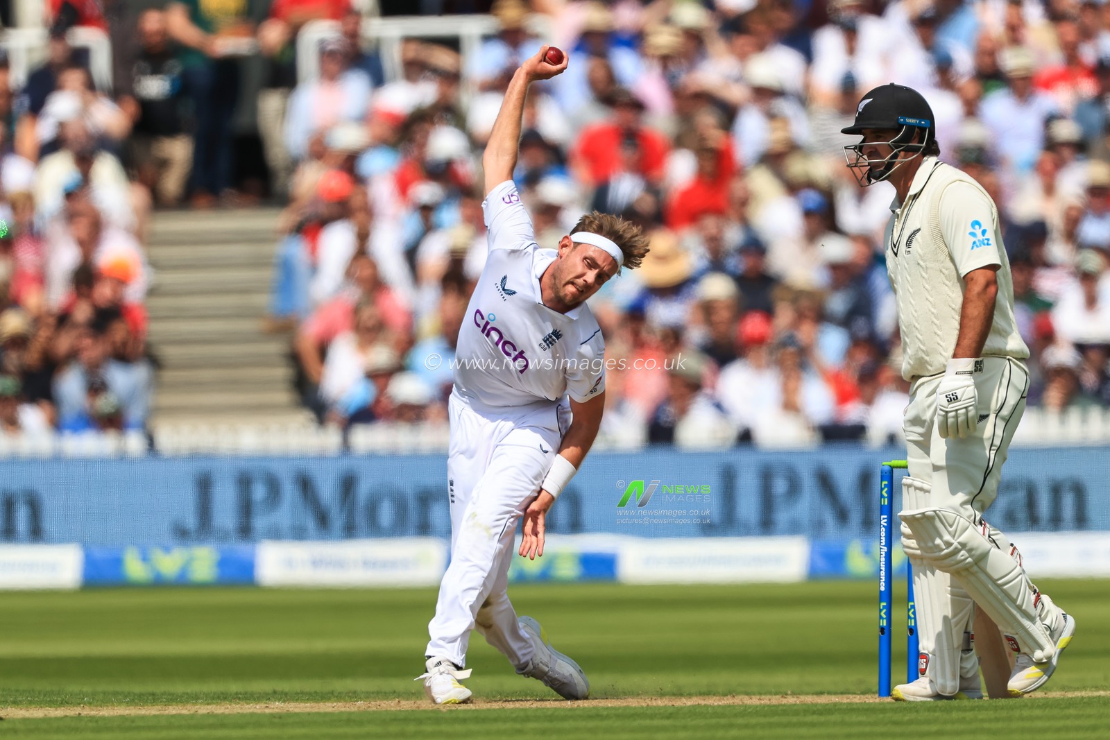 Stuart Broad of England in action during the game