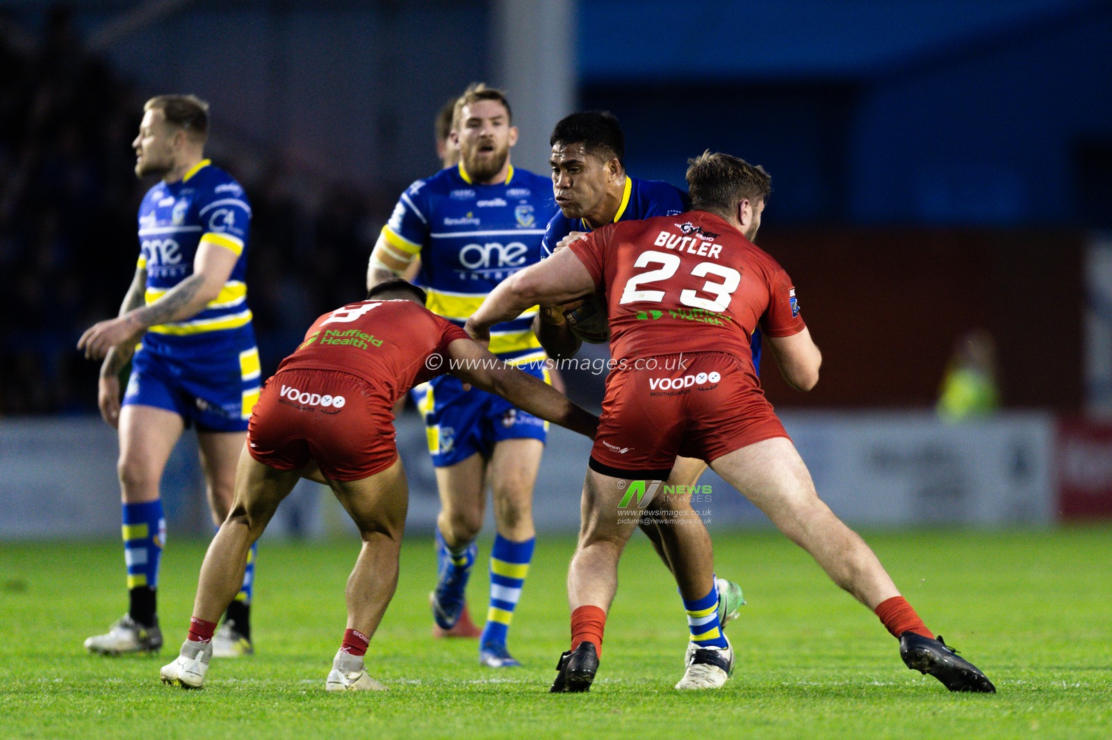 5th April 2019 , Halliwell Jones Stadium, Warrington, England;  Betfred Super League, Round 9, Warrington Wolves vs London Broncos ; Lama Tasi of Warrington Wolves 

Credit: Richard Long/News Images