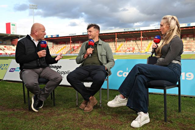 Paul Lakin of Hull KR is interviewed by Sky Sports before the Betfred Super League round 27 match Hull KR vs Warrington Wolves at Sewell Group Craven Park, Kingston upon Hull, United Kingdom, 18th September 2025(Photo by Sam Eaden/News Images)