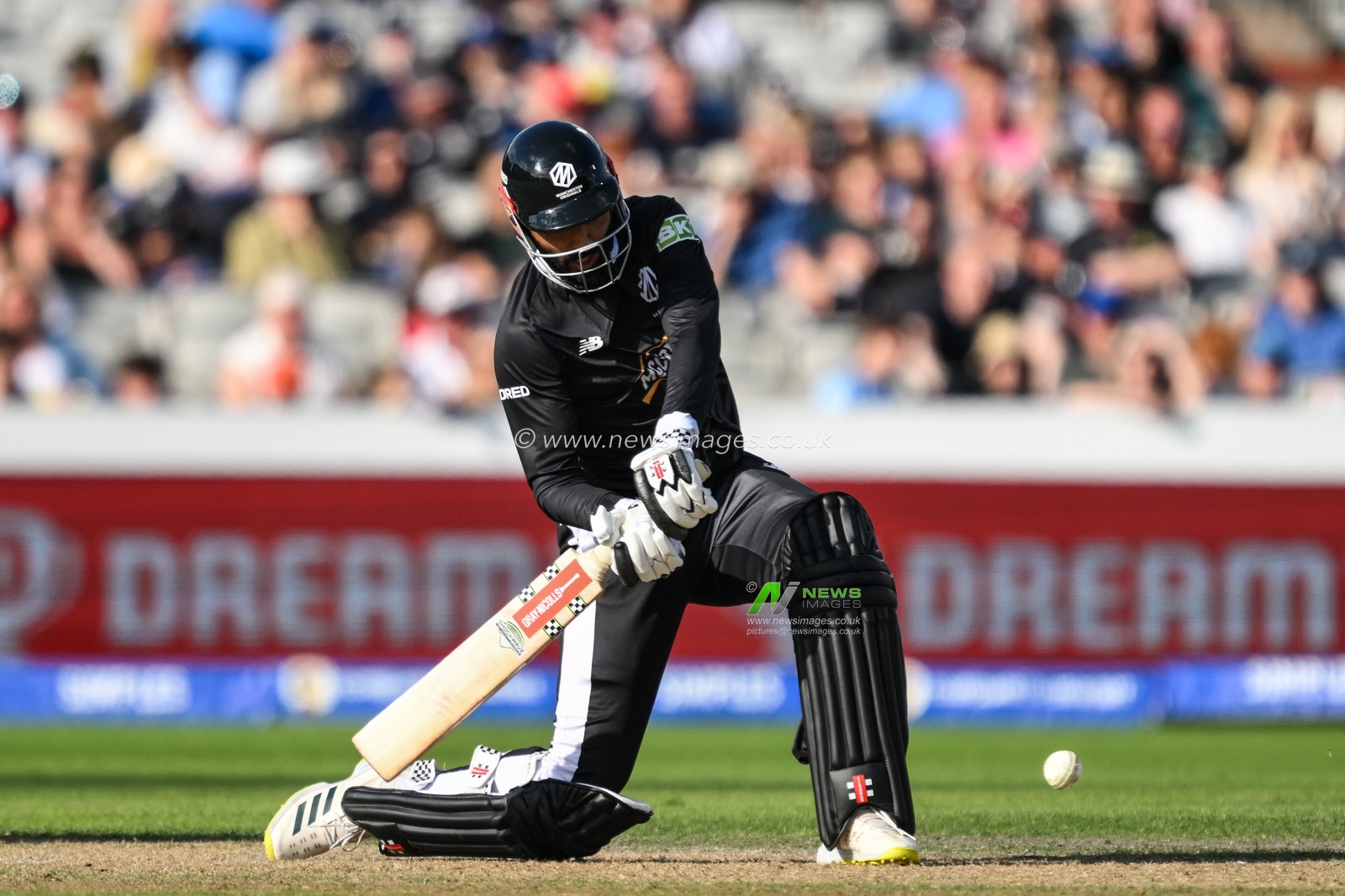 Usama Mir of Manchester Originals hits a four (4) during the The Hundred match Manchester Originals vs Oval Invincibles at Old Trafford, Manchester, United Kingdom, 6th August 2024

(Photo by Craig Thomas/News Images)