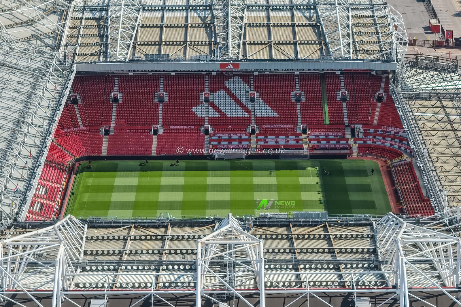 An aerial view of Old Trafford and the Stratford End stand during the Premier League match Manchester United vs Arsenal at Old Trafford, Manchester, United Kingdom, 17th August 2025

(Photo by Mark Cosgrove/News Images)