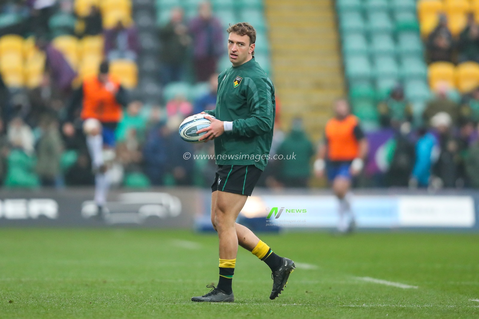 James Ramm of Northampton Saints during pre match warm up ahead of the Gallagher Premiership match Northampton Saints vs Bath Rugby at Cinch Stadium at Franklin's Gardens, Northampton, United Kingdom, 5th January 2025

(Photo by Izzy Poles/News Images)