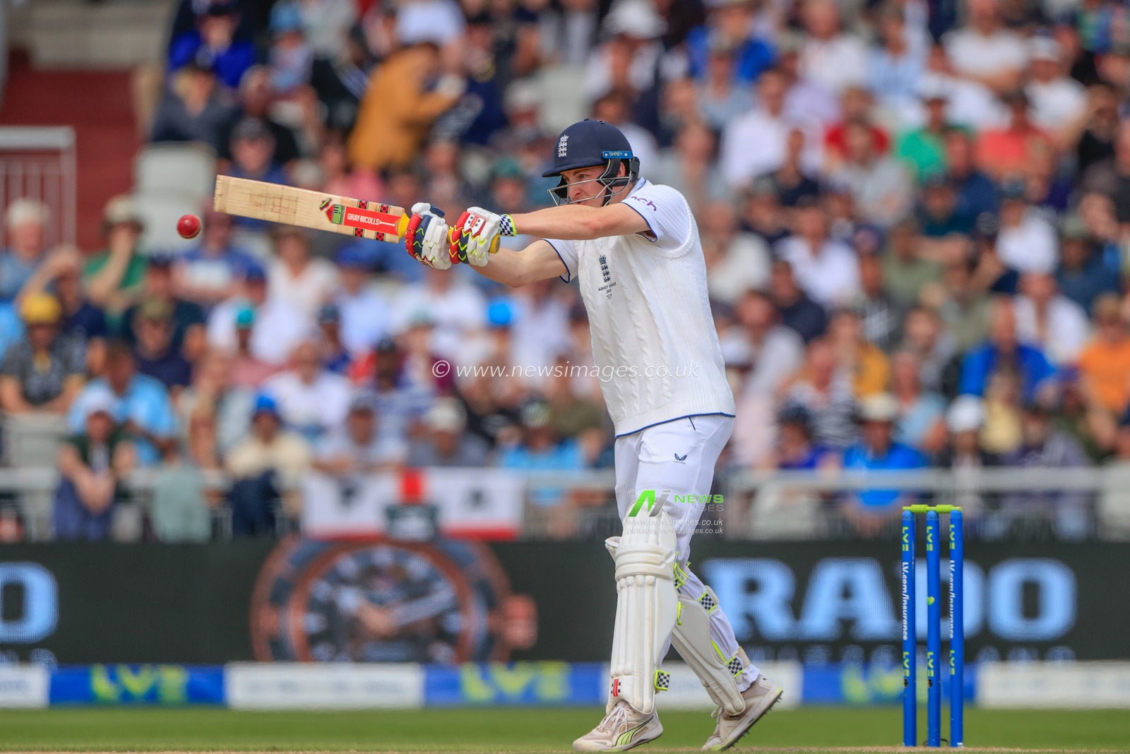 Harry Brook of England plays a shot during the LV= Insurance Ashes Fourth Test Series Day Three Test Series match England vs Australia at Old Trafford, Manchester, United Kingdom, 21st July 2023

(Photo by Conor Molloy/News Images)