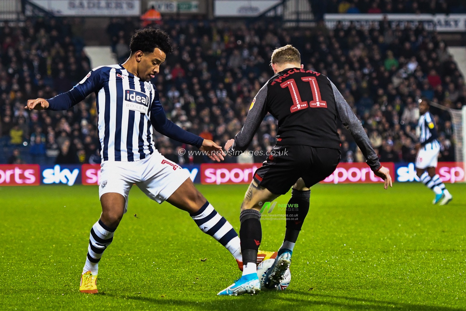 20th January 2020, The Hawthorns, West Bromwich, England; Sky Bet Championship, West Bromwich Albion v Stoke City : James McClean (11) of Stoke City tackled Matheus Pereira (12) of West Bromwich Albion