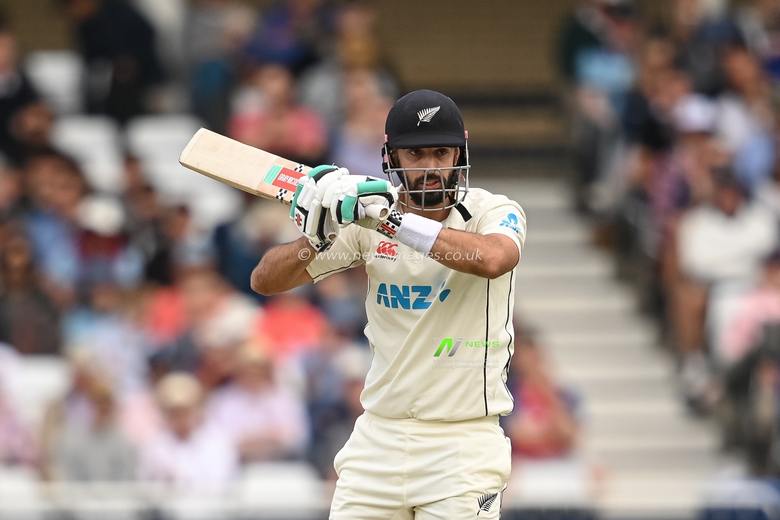 Daryl Mitchell of New Zealand at the wicket during day 2 of the 2nd Test between the New Zealand Blackcaps and England at Trent Bridge Cricket Ground, Nottingham, England on Saturday 11 June 2022.