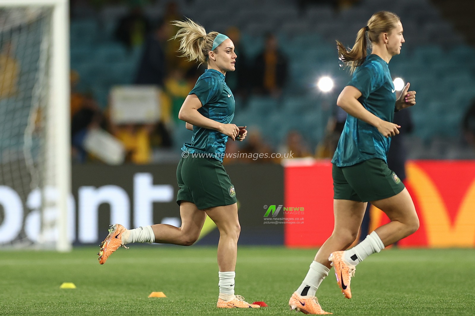 Ellie Carpenter #21 of Australia in the pregame warmup session during the FIFA Women's World Cup 2023 Semi-Final match Australia Women vs England Women at Stadium Australia, Sydney, Australia, 16th August 2023

(Photo by Patrick Hoelscher/News Images)
