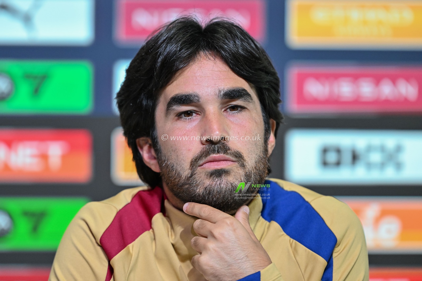 Pere Romeu Head coach of Barcelona FemenÃ­ during Barcelona Women's Champions League Press Conference at Joie Stadium, Manchester, United Kingdom, 8th October 2024

(Photo by Cody Froggatt/News Images)