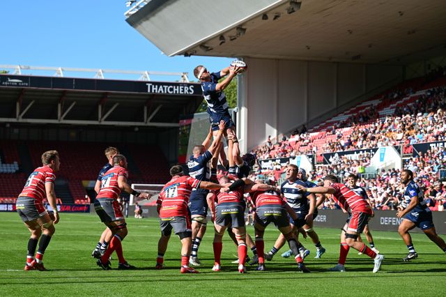 Joe Batley of Bristol Bears catches the ball in a line out during the Prem Rugby Cup match Bristol Bears vs Gloucester at Ashton Gate, Bristol, United Kingdom on 05 September 2026

(Photo by Alex Williamson/News Images)
