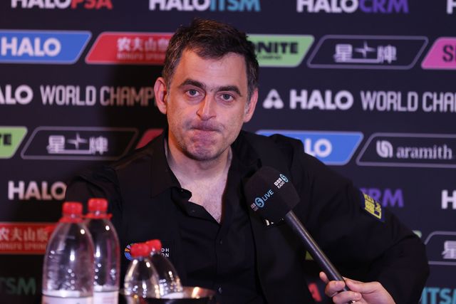 Ronnie O'Sullivan of England during a press conference following the game against Pang Junxu of China on day ten of the 2025 Halo World Snooker Championship at Crucible Theatre, Sheffield, United Kingdom, 28th April 2025

(Photo by Alex Roebuck/News Images)