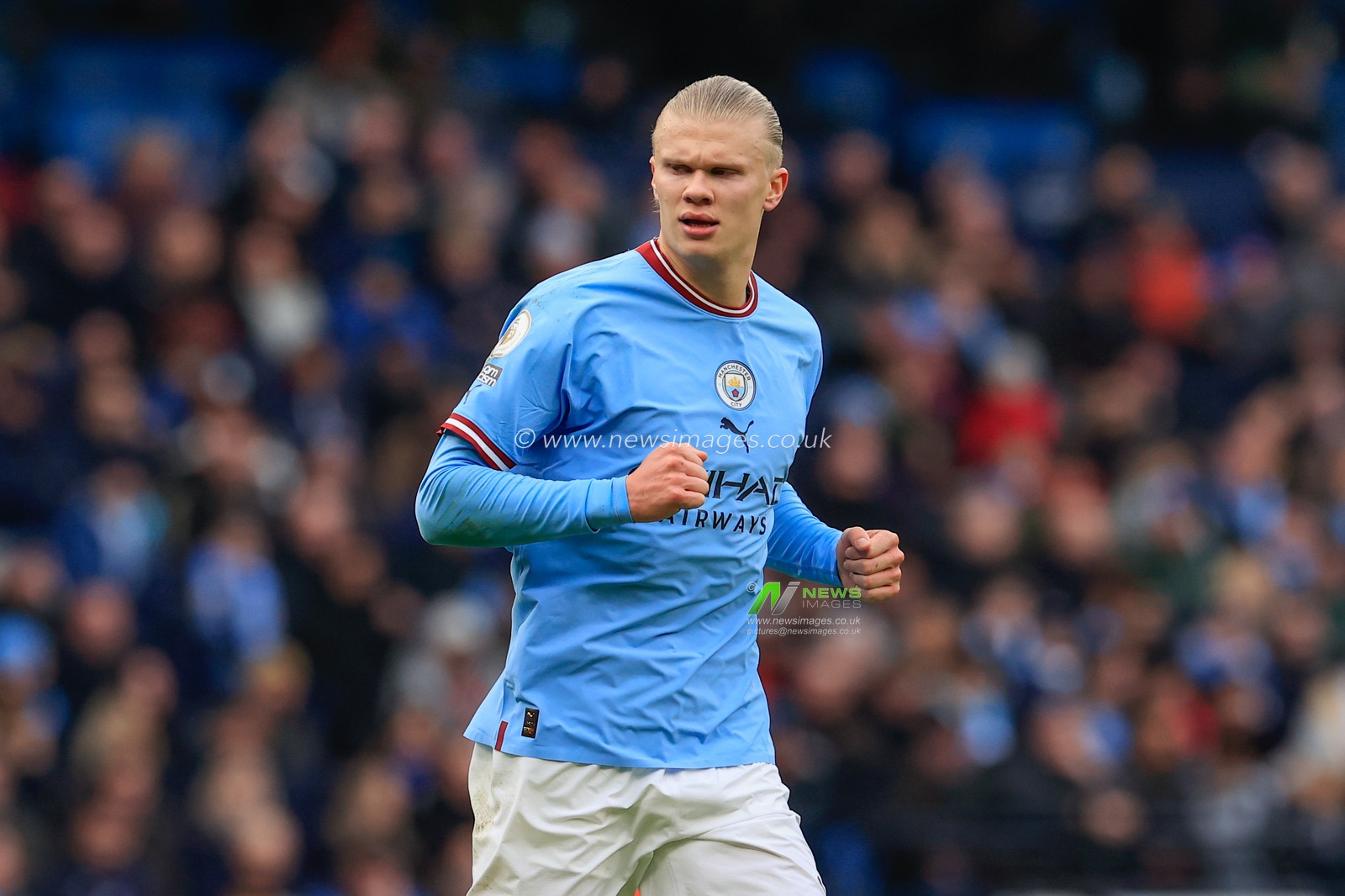 Erling Haaland #9 of Manchester City during the Premier League match Manchester City vs Wolverhampton Wanderers at Etihad Stadium, Manchester, United Kingdom, 22nd January 2023

(Photo by Conor Molloy/News Images)