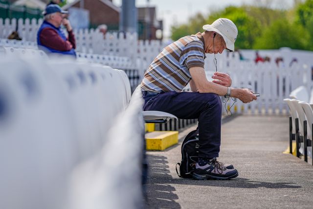 A fan watches the game during the county Championship Division Two day 4 Derbyshire vs Gloucestershire at The Central Co-Op County Ground, Derby, United Kingdom on 27 April 2026

(Photo by Maynard Manyowa/News Images)