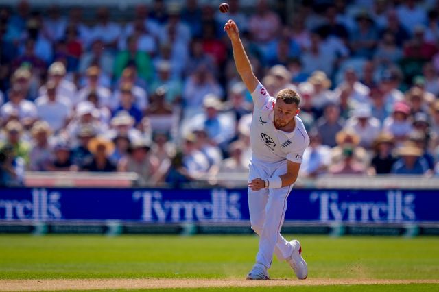 Gus Atkinson of England delivers the ball during the 3rd Rothesay Test Match Day 1 match England vs New Zealand at Trent Bridge, Nottingham, United Kingdom on 25 June 2026

(Photo by Maynard Manyowa/News Images)