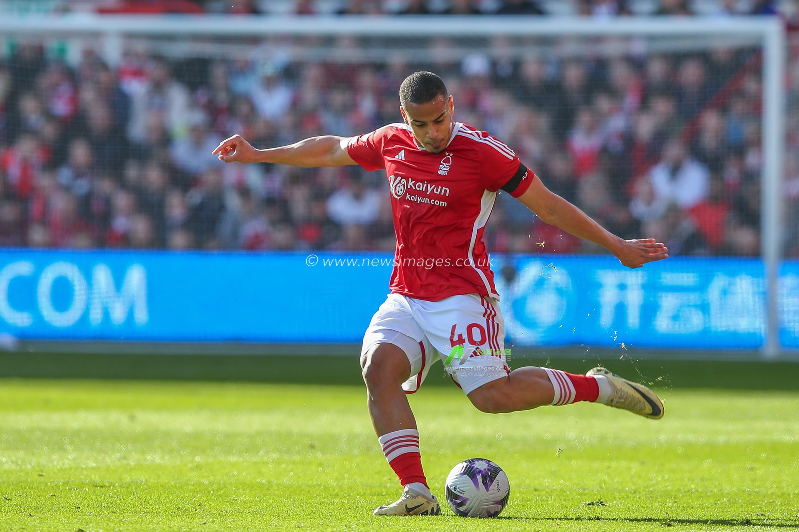 Murillo of Nottingham Forest passes the ball during the Premier League match Nottingham Forest vs Crystal Palace at City Ground, Nottingham, United Kingdom, 30th March 2024

(Photo by Gareth Evans/News Images)