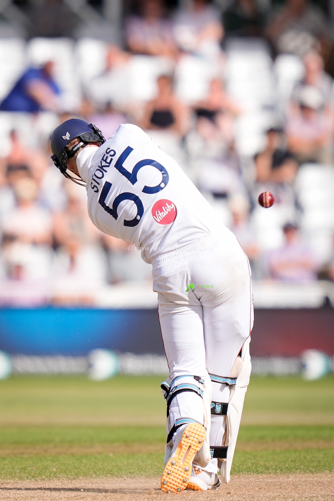 England captain Ben Stokes hits a six  during the 3rd Rothesay Test Match Day 4 match England vs New Zealand at Trent Bridge, Nottingham, United Kingdom on 28 June 2026

(Photo by Maynard Manyowa/News Images)