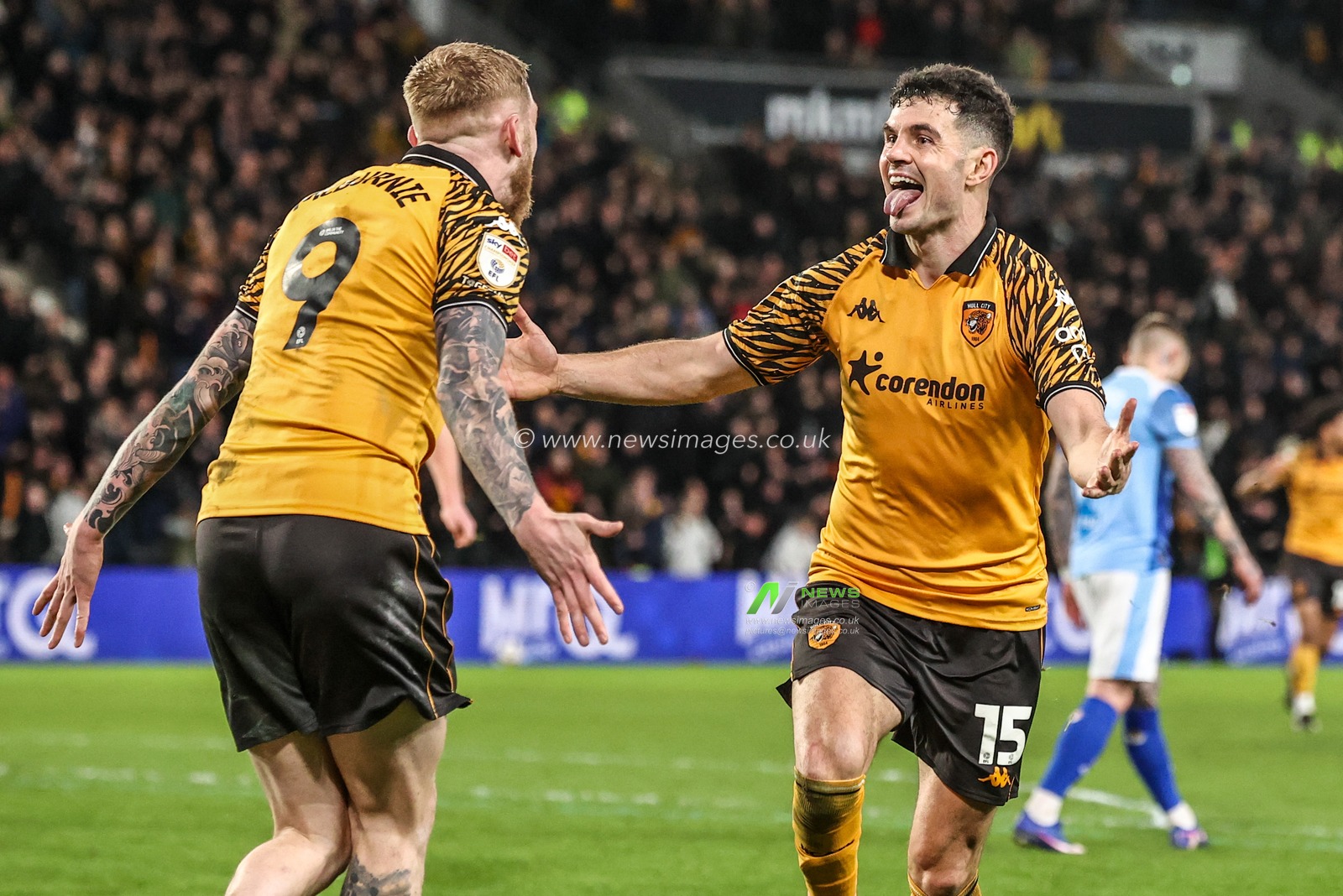 John Egan of Hull City celebrates his goal to make it 3-2 during the Sky Bet Championship match Hull City vs Derby County at MKM Stadium, Hull, United Kingdom on 24 February 2026

(Photo by Alfie Cosgrove/News Images)