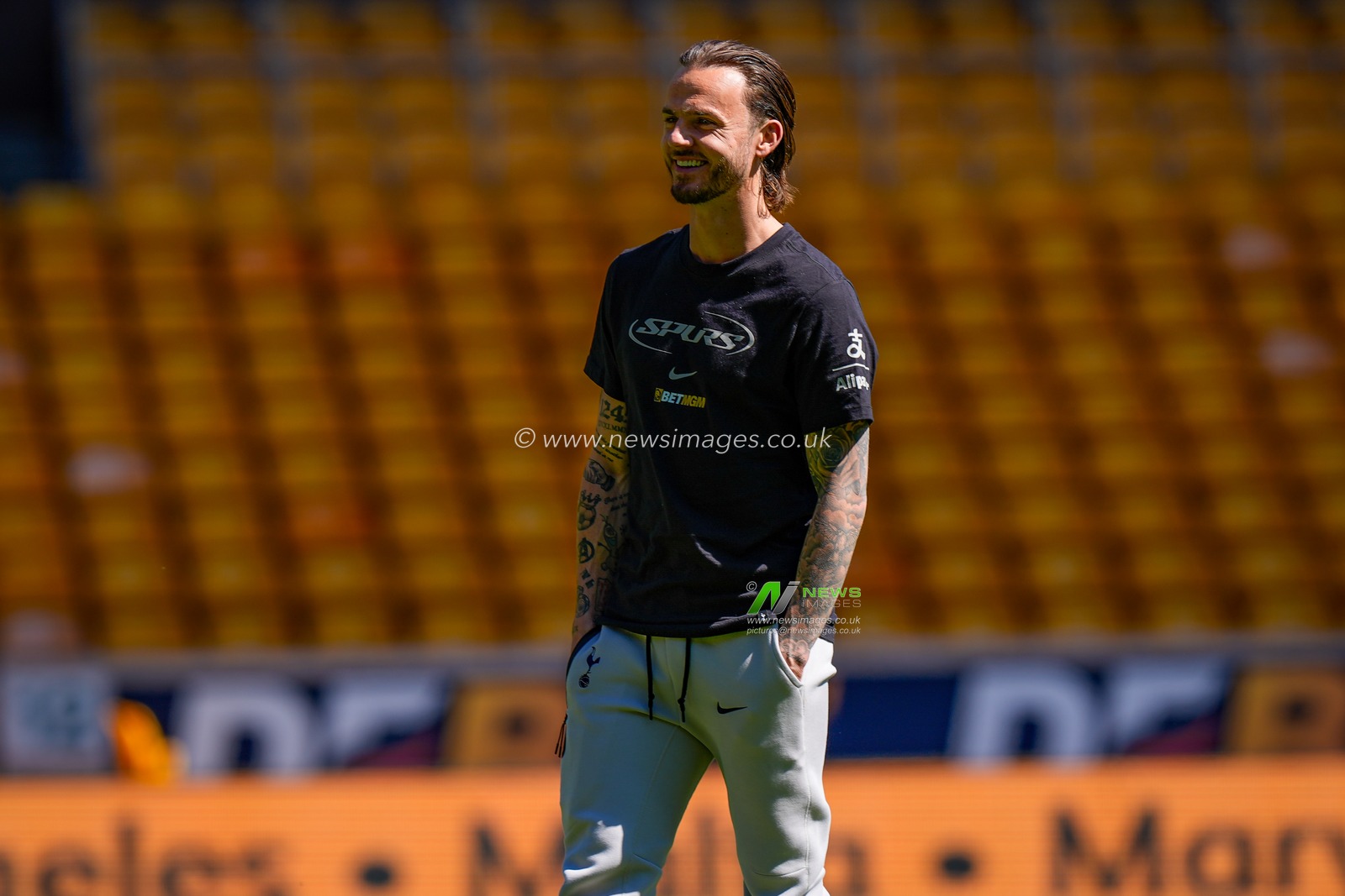 James Maddison of Tottenham Hotspur inspects the pitch prior to kick off during the Premier League match Wolverhampton Wanderers vs Tottenham Hotspur at Molineux, Wolverhampton, United Kingdom on 25 April 2026

(Photo by Maynard Manyowa/News Images)