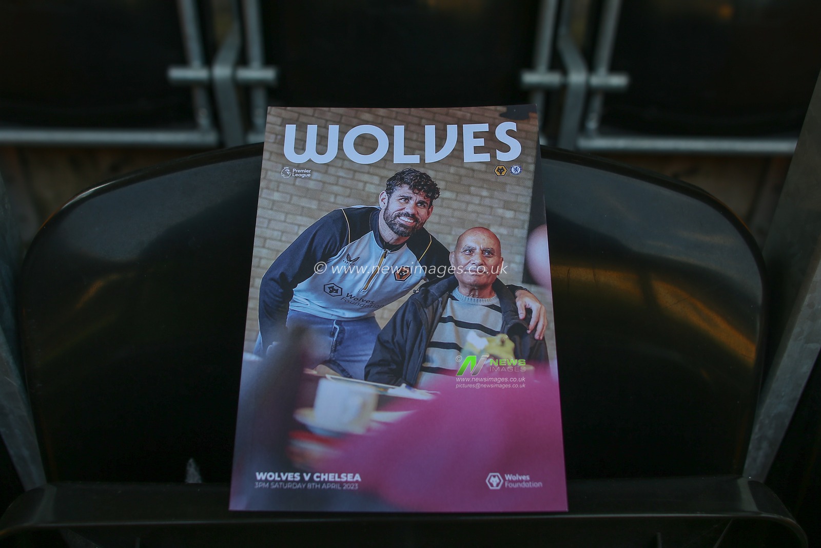 Diego Costa #29 of Wolverhampton Wanderers is on the cover of todayâ€™s match day programme for the Premier League match Wolverhampton Wanderers vs Chelsea at Molineux, Wolverhampton, United Kingdom, 8th April 2023

(Photo by Gareth Evans/News Images)