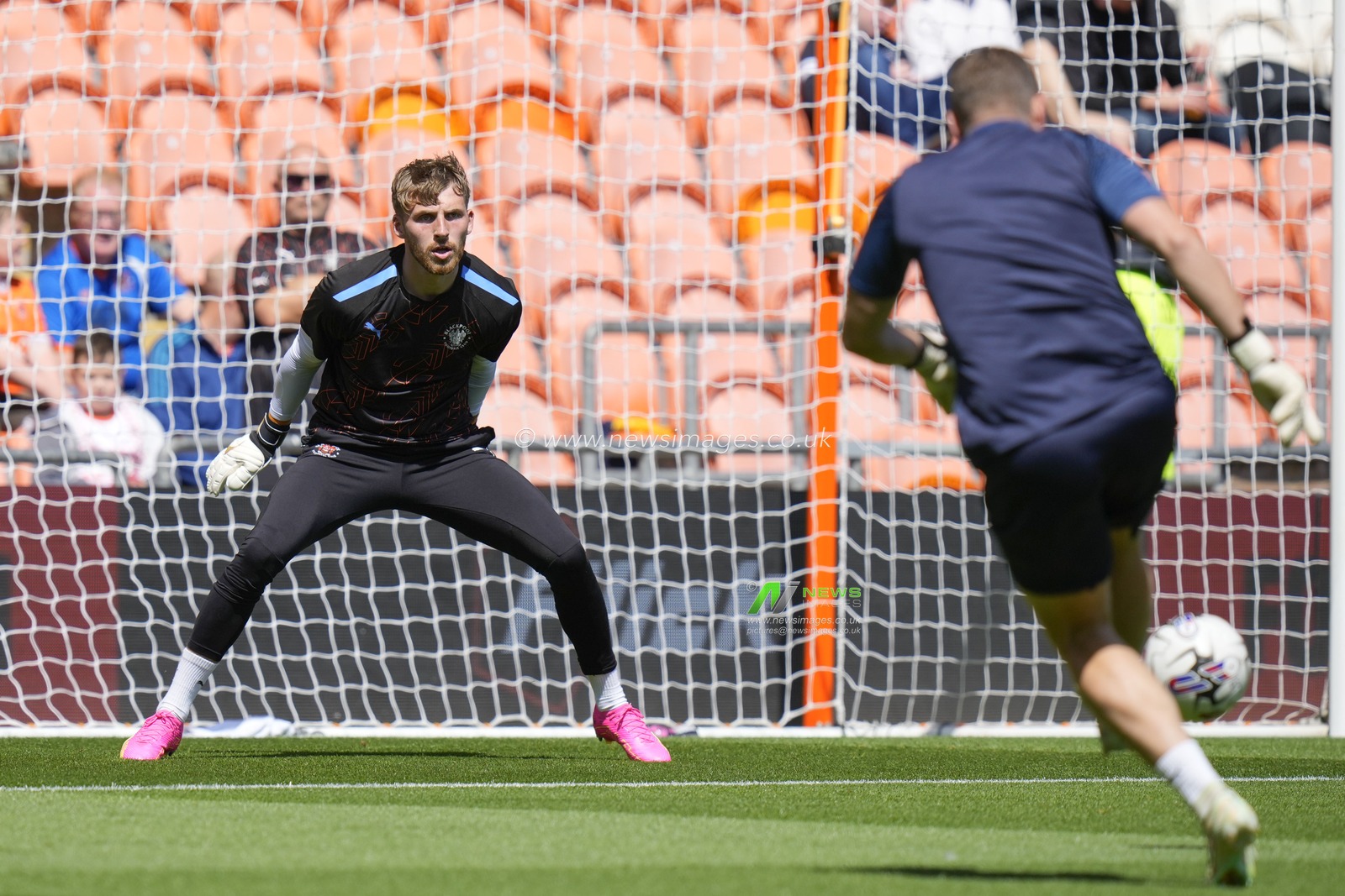 Daniel Grimshaw #32 of Blackpool warms up before the Pre-season friendly match Blackpool vs Hibernian at Bloomfield Road, Blackpool, United Kingdom, 29th July 2023

(Photo by Steve Flynn/News Images)