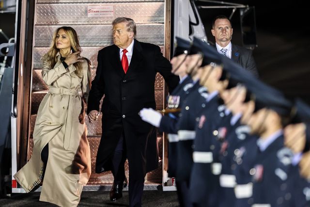 President Donald Trump and First Lady Melania Trump depart the Air Force one during the US President Donald Trump's state visit to the United Kingdom at London Stansted Airport, Stansted, United Kingdom, 16th September 2025

(Photo by Alfie Cosgrove/News Images)